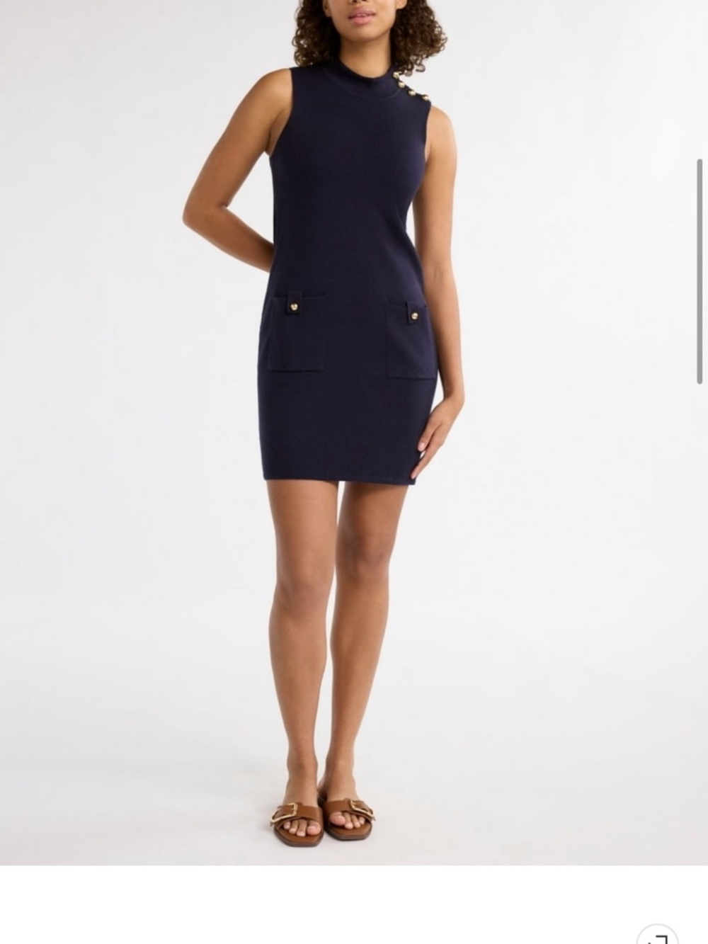 Free Assembly Button Shoulder Dress